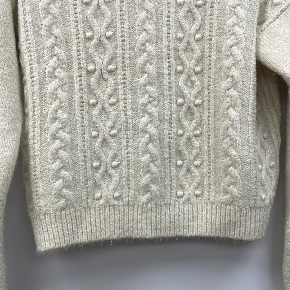 Free People Every Cloud Soft Knit Collared Cable Knit Pullover Sweater Small - Picture 5 of 10